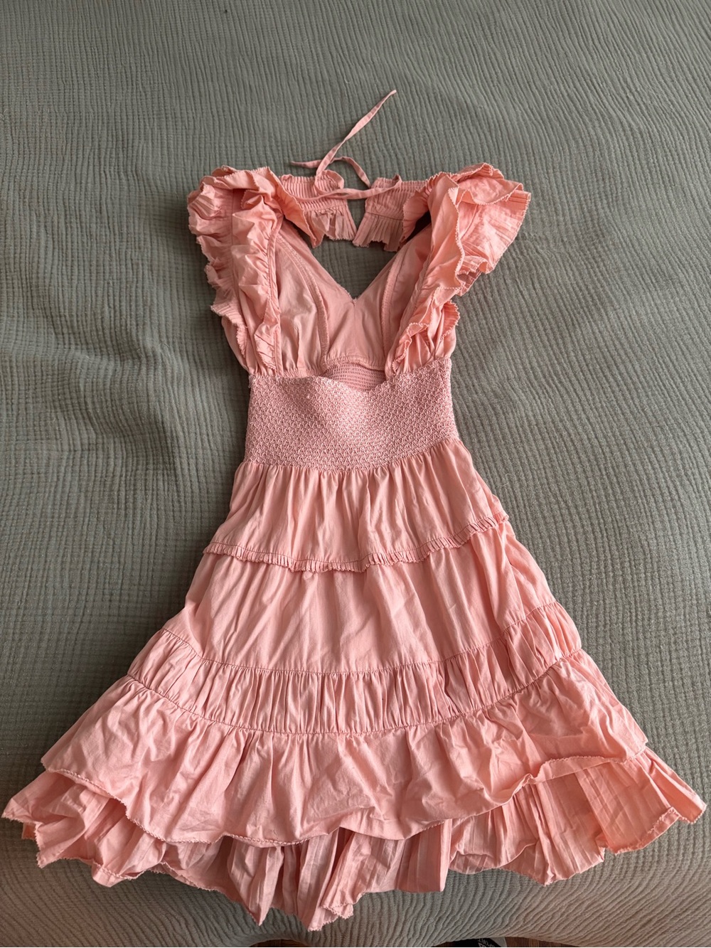 Pink Ruffle Halter Midi Dress - Picture 2 of 5